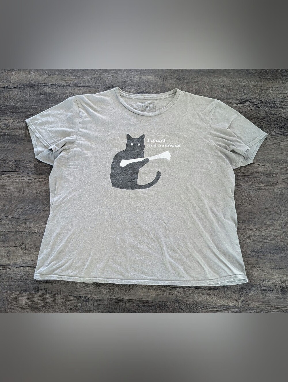 I Found This Humerus Humorous Funny Cat T-shirt Gray Adult XL Sarcastic Kitty